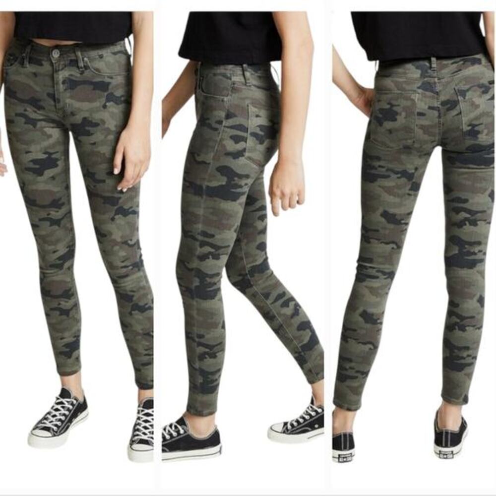 Hudson Barbara High Rise Crop Raw Hem Camouflage Skinny Jeans Size 25 New